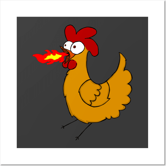 Gilbert the Fire Breathing Chicken of Doom Wall Art by mm92